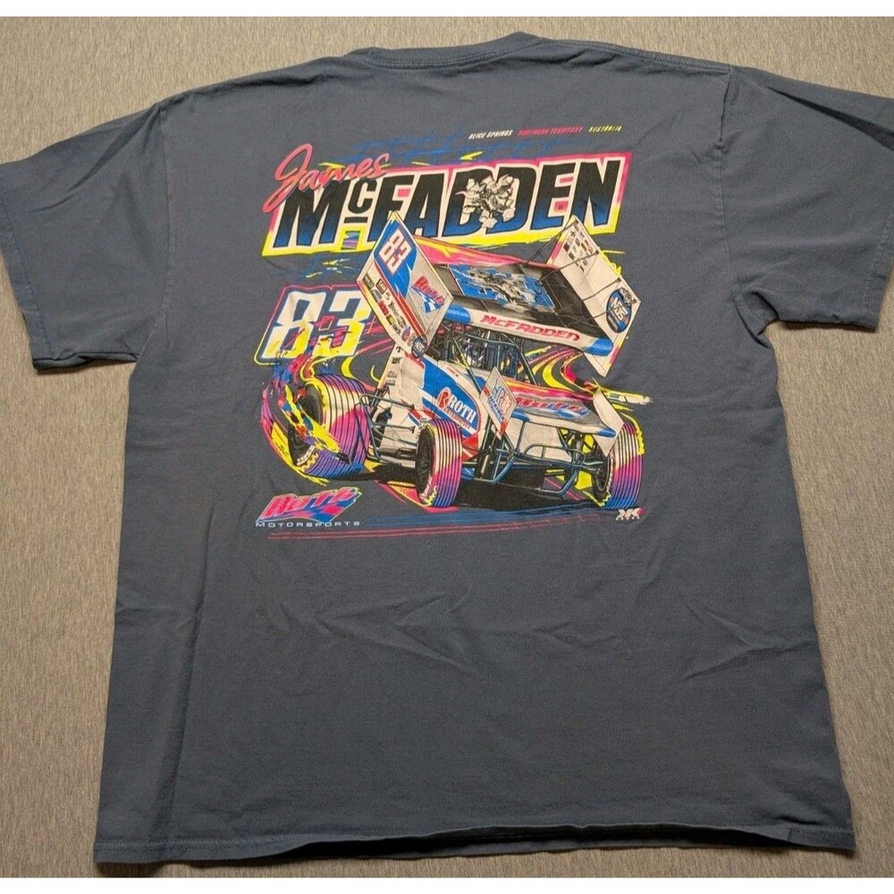 James McFadden Speed Racer T Shirt Men’s Size XL Sprintcar Blue Gray - Picture 7 of 9